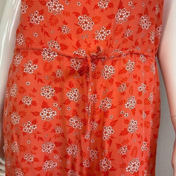Aakaa Womens Orange Floral Print Square Strapless Cropped Boho Jumpsuit S - Picture 7 of 11